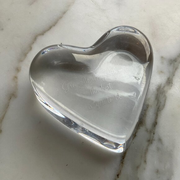 BACCARAT Crystal Heart Inscribed "Grow along with me, the best is yet to be" - Picture 4 of 9